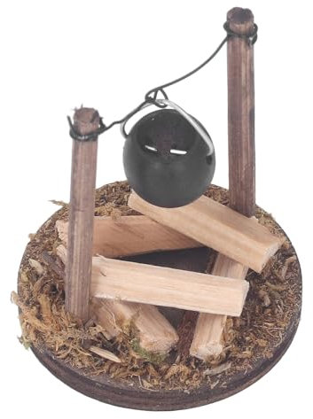 Keenso Miniatur-Puppenhaus-Ofen, Handgefertigter Puppenhaus-Kamin aus Holz Zur Dekoration mit Hängendem Ofenmodell Im Bauernhof-Stil