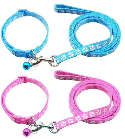 Lot de 2 cordes de collier pour chien - Laisse pour animaux de compagnie - Laisse réglable - Convient pour les chiens de petite taille et de taille moyenne
