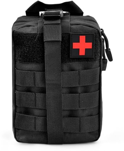 Erste Hilfe Tasche Molle Tasche Taktische Hüfttaschen Multifunktional Bauchtasche Militär Kompakt Gürteltasche Notfall-Überlebensset für Outdoor Camping Reisen (Schwarz, Einheitsgröße)