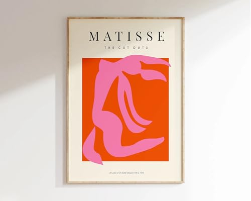 GIBOH Abstraktes Matisse Pink Line Dnace Girl Poster und Drucke, Moderne Wandkunst, orange Leinwandmalerei, nordische Bilder für Heimdekoration, 50 x 70 cm x 1, ohne Rahmen