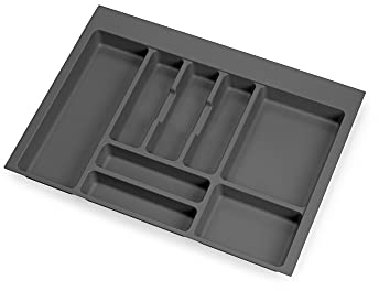 Emuca - Besteckorganisator, Schubladenorganisator für die Küche, Besteckkasten, 8 Fächer, Modul 70 cm, Kunststoff, Anthrazitgrau