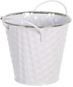 HERSIG - Cubo Metal Color Blanco | Macetero Redondo Metal - 17x16cm