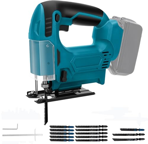 Professional Akku Stichsäge für Makita 18V Lithium-Akku, Stichsäge Akku 18V Elektro-Stichsäge Schneller Blattwechsel für Holz, PVC, Sperrholz und Metall(Batterien nicht enthalten)