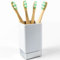 Pebble Grey™ Elemental Ceramic Toothbrush Holder for Bathrooms, Square Toothbrush Cup, Padded Bottom, Freestanding (Chrome)