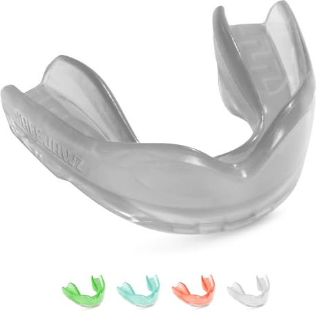 SAFEJAWZ Elements FELSEN Sport Zahnschutz Doppelschicht Erwachsene und Kinder Sport Mundschutz Für alle Vollkontakt-Sportarten einschließlich Rugby, MMA, Kampfsport, Judo, Hockey & Boxe (Grau)