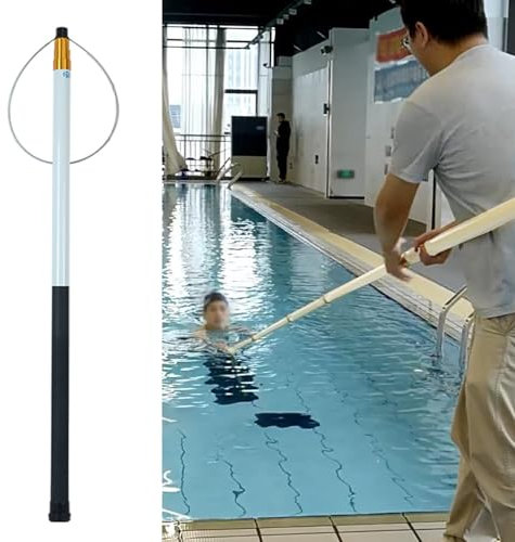 Sicherheitshaken für Notfallrettung – Teleskopstange aus Fiberglas mit rutschfestem Griff, ideal für Strand und Schwimmbad