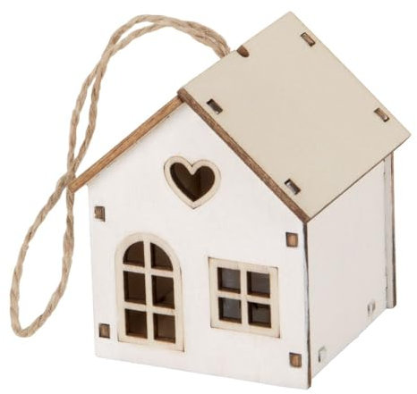 6X Casa Casetta legno portaconfetti bianca con luce led 4,5x4,5x6 cm BOMBONIERA 6 casette porta confetti per allestimento cerimonie bomboniere