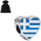 Generic Greece Flag Heart Charm, S925 Silver, Fits European Bracelets, Greek Flag Charm