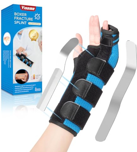 YiYame Boxerfrakturschiene, Ulnarschiene links, 4. und 5. Mittelhandfingerschiene, Boxerorthese Hand & Handgelenkschiene für Damen & Herren, links, M