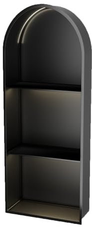 SGKOMN Wandnische mit Nicht dimmbarem LED-Licht, Duschnischenregal aus Edelstahl, versenkte Duschnische zur Aufbewahrung im Badezimmer, Black-100x40x15cm