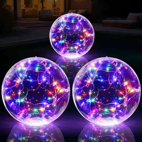 Niceput Schwimmende Solar-Lichter, 35,6 cm, bunte solarbetriebene Pool-Lichtkugeln, schwimmender Leuchtkugel IP68 wasserdicht, aufblasbare Solarleuchten für Schwimmbad, Teich, Outdoor-Dekoration, 1