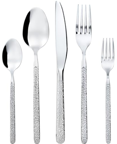 SWISON Set di posate argento acciaio inox da 60 pezzi servizio 12 persone