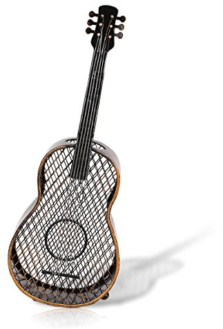 RASTKY Handgefertigter Gitarren-Weinkorkenhalter, Elegante Metallskulptur für Bar-Dekor, Metall, Schwarz, 12,7 Cm
