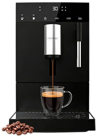 Cecotec Macchina da Caffè Superautomatica Compatta con Montalatte Cremmaet Compact Elite. 1350W, 19bar, Sistema Thermoblock, Contenitore Caffè in Grani 120 g con Macinacaffè e Serbatoio 1,1L