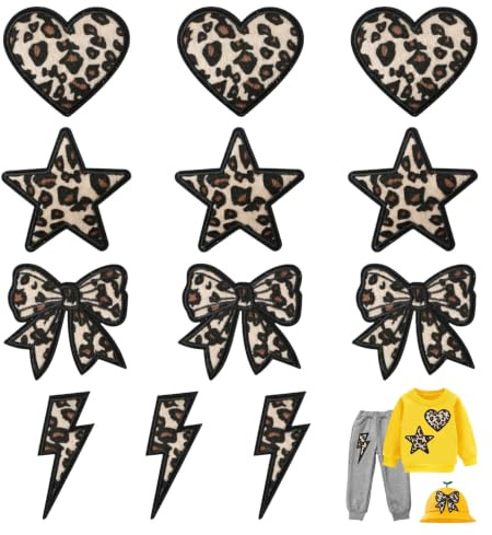 LdawyDE 12 Stück Patches zum Aufbügeln, Bügelpatch mit Leoparden-Design | Vintage Streetwear Stil, Aufnäher für Erwachsene Kinder Mädchen, Bügelflicken für Kleidung Jeans DIY Dekoration