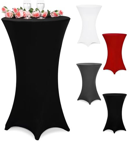 Deuba® Stehtisch Hussen 60-65cm Schwarz Rund Verstärkter Fußbereich Waschbar Ø 60-65/70-75/80-85 cm Viele Farben Stehtischhusse Stretch Überzug Party