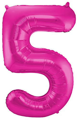 Folat 631952 - Folienballon Zahl 5 - magenta - ca. 86 cm