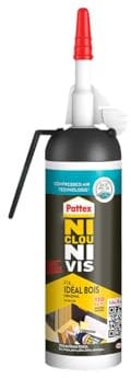 Pattex Ni Clou Ni Vis Fix Idéal Bois, colle de fixation surpuissante, colle rapide qui permet une prise instantanée, colle blanche, aérosol prêt à l'emploi 133 gr