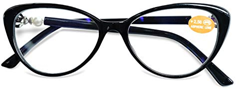 KOOSUFA Lesebrille Katzenaugen Damen Vintage Mode Cateye Hornbrille Lesehilfen Sehhilfe Retro Designer Vollrandbrille mit Stärke 1.0 1.5 2.0 2.5 3.0 3.5 (Schwarz, 2.0)