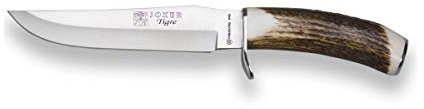 joker Coltello Bushcraft Tiger con Pugno di Cervo e Lama in Acciaio Inox 17 cm, Peso 300 Grammi, Custodia in Pelle, CC34 per attività di Pesca, l'Escursionismo, Il Campeggio