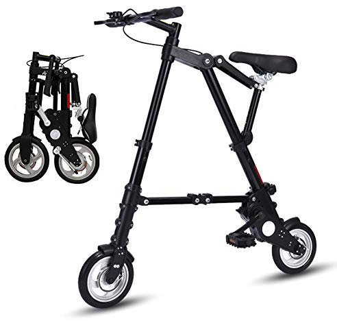 DORALO Klapprad Leichtes Mini Faltrad Fahrrad, Tragbares Klapprad Mit Vollreifen, Faltbare City Commuter-Fahrräder Für Erwachsene Schüler Teenager, Kein Aufpumpen Erforderlich, 8 Zoll,Schwarz,A