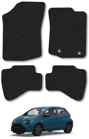 Fits Toyota Aygo (2014-2021) Carpet Car Floor Mats | Tailored Fit Carpet Floor Mats non Slip Full Coverage Compatible Accessory Front Rear Anti Slip Granulated Backing