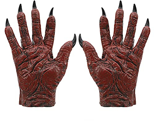 Halloween Latex Horrible Devil Demon Latex Gloves Full Finger Evil Scary Devil Dhoul Gloves Cosplay Handwear Costume Halloween Haunted House Parties Supply for Adults