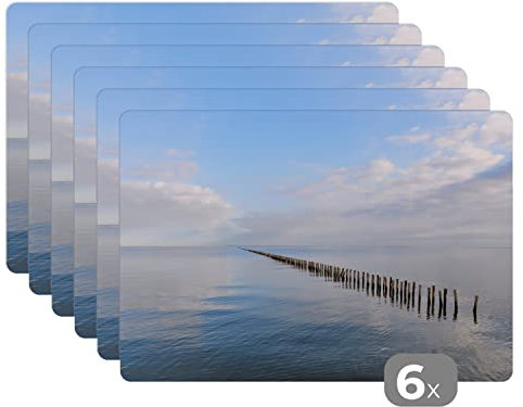 Placemats Platzdeckchen Platzset Tischset 6-teilig Tischdeko Untersetzer 45x30 cm Nordsee - Wolken - Wasser