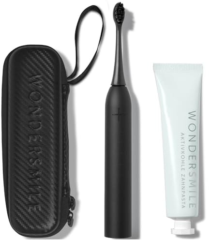 Wondersmile Cepillo de dientes sónico Pro Bundle – ganador de la prueba 2023 – Cepillo de dientes ultrasónico en set (Travel Care Bundle, Ultimate Black)