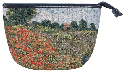 Goebel Kosmetiktasche Artis Orbis Mohnfeld von Claude Monet aus Gobelinstoff und Kunstleder, 25x8x6 cm, 67-061-94-1