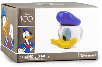 Disney Taza con forma de Mickey & Friends con tapa, diseño de pato Donald, taza 3D de regalo, taza de oficina