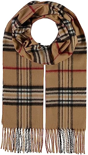 Giorgio Rimaldi Schal 30 x 180 cm - Weicher als Kaschmir - Schal kariert für Damen und Herren - Perfekt für Herbst und Winter Camel