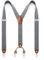 HISDERN Herren 3,5 cm breiter Hosenträger in Y-Form mit sehr Starken 4 Metall Clip für Männer und Damen elastisch und verstellbar Grau