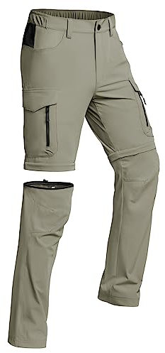 Vzteek Herren Wanderhose Zip Off Trekkinghose Outdoorhose Sommer Softshell Stretch Hose Kurz für Wandern,Abnehmbar,Baggy,Fahrrad,arbeits(BeGreen,XL)