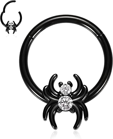 AROWRO Septum Ringe Daith Piercing Schmuck Spider Conch Smiley Orbital Piercing Schmuck 16G Septum Daith Schmuck Schwarz Nasenringe 10mm Septum Clicker Nasenringe Hoops Daith Knorpel Conch Ohrringe