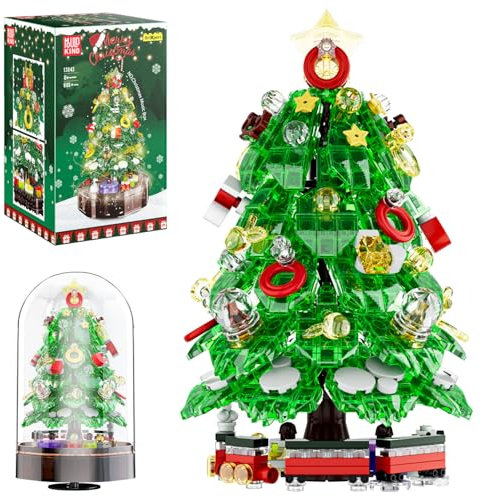 Mould King 10090 Weihnachtsbaum Bausteine Drehbare Weihnachten spieluhr Klemmbausteine mit LED Licht Weihnachten Geschenke Spielzeug für Erwachsene und Kinder (688 Teile)