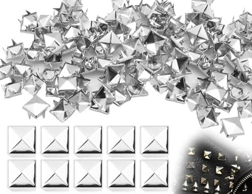 KAPSING 100 Piezas Remaches Cuadrados Remaches de Metal para Cuero Remaches de Punta Pirámide DIY Remaches Punk para Bolsos Correa de Cuero Abrigos Guantes