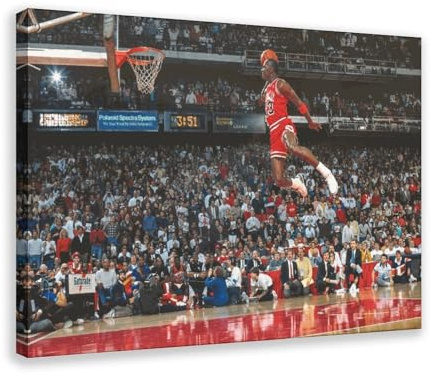 Michael Jordan Dunk Basketballspieler, HD-Poster, Leinwand-Poster, Schlafzimmer-Dekor, Sportlandschaft, Büro, Raumdekoration, Geschenk, Rahmen-Stil, 60 x 90 cm