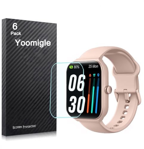 Yoomigle 6 Pack Compatible with TOOBUR IDW16 1.95'' Screen Protector Film for VeryFit IDW16 1.95 inch Smartwatch Screen Protectors Foils Screen Cover Crystal Clear HD Anti-Scratch Anti-Fingerprint