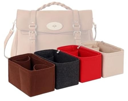 LinerLink Bag Organizer for Mulberry Alexa, Custom Insert (33L x 23H x 17D cm) | Handmade Felt Liner (Black, Style C)