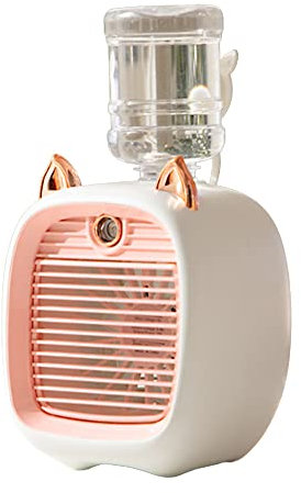 MACHSWON Ventilador portátil de 3 velocidades rosa, mini aire acondicionado evaporativo de 190 ml, ventilador de aire personal recargable por USB con humidificador para habitación, dormitorio,
