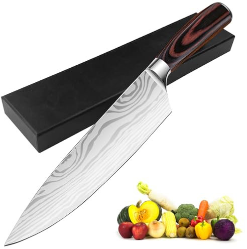 WinGluge Scharfe Messer, Damast Küchenmesser Scharf, Kochmesser Japanisch, Damastmesser, Allzweckmesser Küche, Fleischmesser, Chef Knife, Chefmesser Damast, Gemüsemesser, Grillmesser mit Gravur