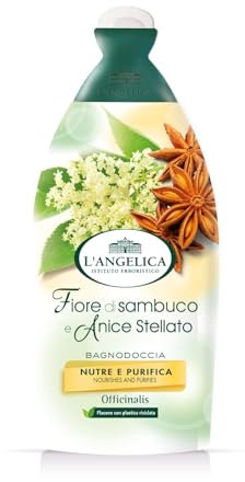 L'Angelica Officinalis Duschgel mit Holunderblütenextrakten und Sternanis, pflegendes und reinigendes Duschgel, ohne Parabene oder Silikon, 12 Packungen à 500 ml