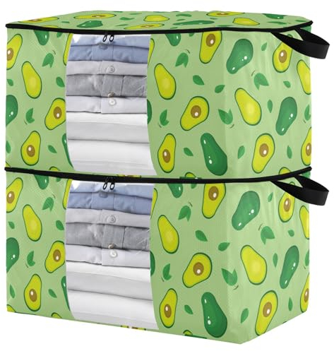 Avocado Green 2 Pack Storage Bag for Bed Sheets Stackable Blanket Organizer for Closets Foldable Storage Containers with Lids for Garage Storage Drawer