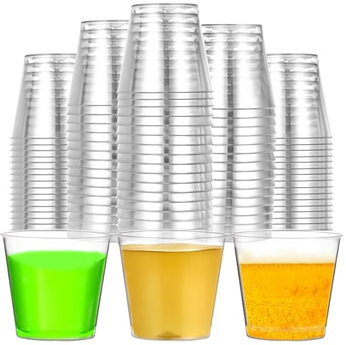 Sporgo 300 Stück Schnapsgläser Plastik: 30ml Shotgläser, Wiederverwendbar Plastikbecher, Schnapsbecher aus PS Material, Transparent Trinkbecher, Shot Becher für Party, Bankett, Hochzeit