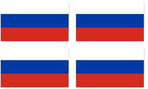 Aufkleber: 150x90 mm, 4 Stück - Flagge - Russland - RU - für Auto, Koffer, Laptop und mehr