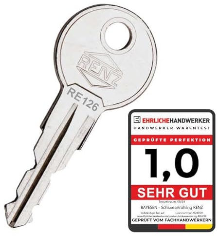 bayesen Ersatz- & Zusatzschlüssel für RENZ RE001 bis RE200 - präzise gefräster Schlüssel nach Code mit original RENZ-Kopfform, Nachschlüssel Briefkastenschlüssel von Schlüsseldienst [RE179]