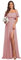 Ever-Pretty Vestito da Cerimonia Donna dalla Spalla Linea ad A Chiffon con Spacco con Volantes Stile Impero Lungo Dusty Rose 50
