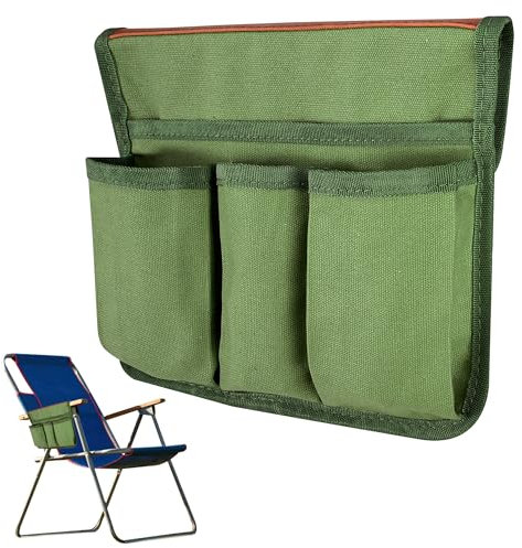 AYMQC Armlehne Organizer Tasche Outdoor Camping Kermit Stuhl Armlehnen-Hängetasche Faltbare Hängende Aufbewahrungstasche mit 1 Großen Tasche 3 Kleinen Taschen Armeegrün