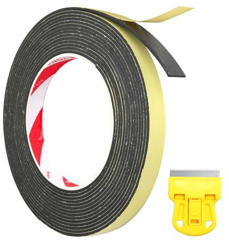 Cinta de Sellado para Placa de Cocina, 5m 10 mm x 2 mm Cinta de Montaje Juego de Cinta de Sellado con Pequeño Raspador Cinta de Sellado Impermeable para Todo Tipo de Placas Vitroceramicas
